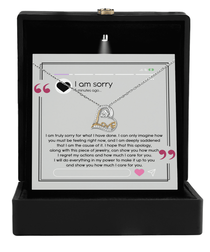 Apology Gift for Girlfriend, Wife, Soulmate - Sorry, I Care For You - Love Heart Pendant Necklace - Mallard Moon Gift Shop