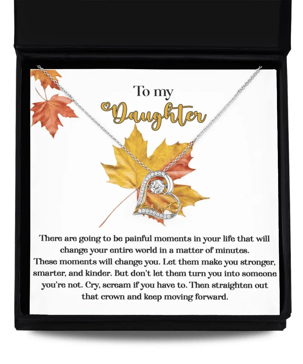 Daughter Birthday, Graduation, Christmas Inspirational Gift - Make You Stronger - Love Dancing Heart Pendant Necklace