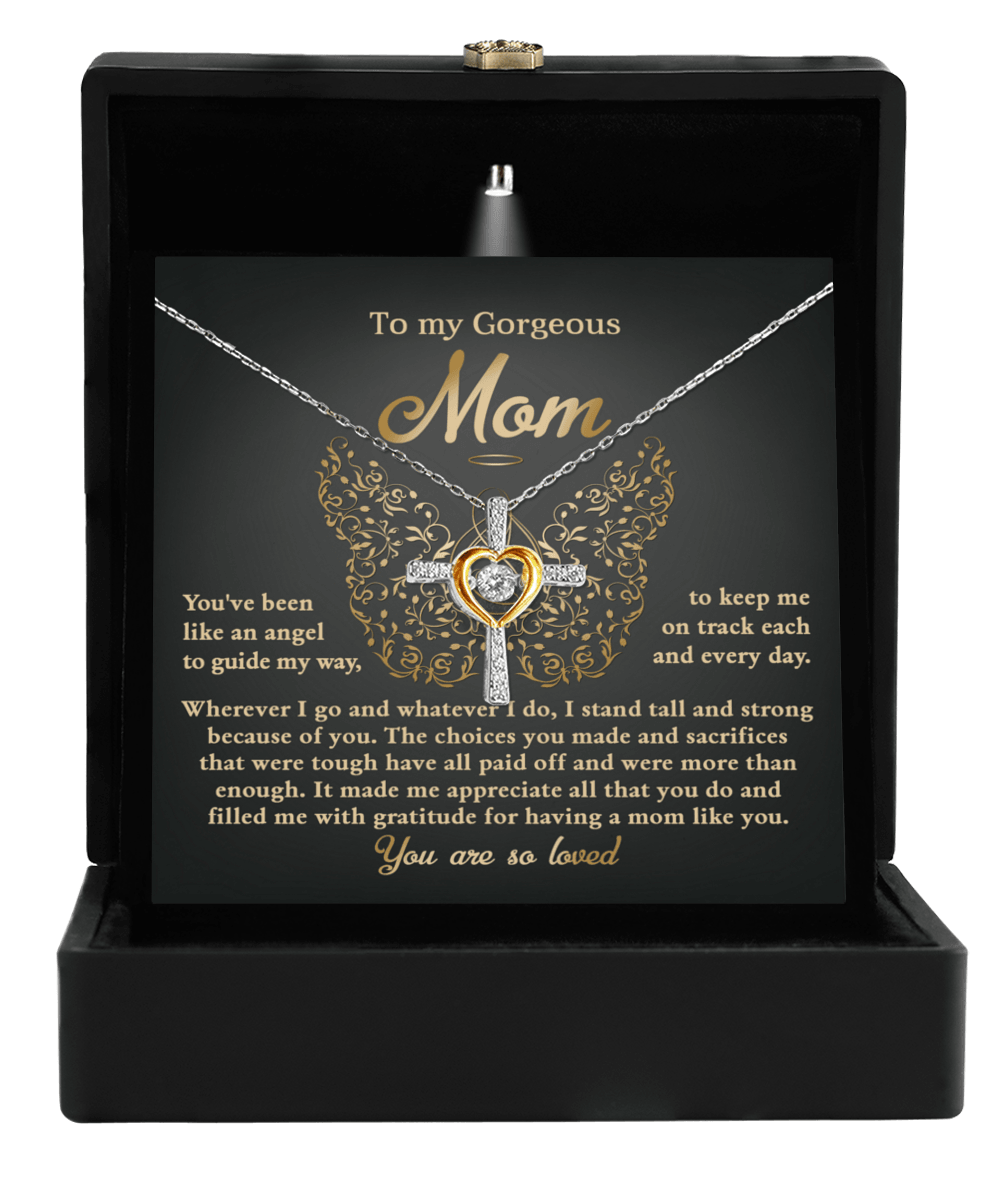To My Mom You Are Like An Angel To Guide My Way Cross Pendant Necklace - Mallard Moon Gift Shop