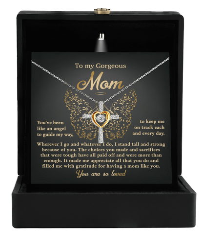 To My Mom You Are Like An Angel To Guide My Way Cross Pendant Necklace - Mallard Moon Gift Shop