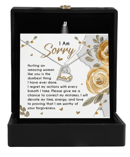 Apology Gift for Girlfriend, Wife, Soulmate - Sorry, Amazing Woman - Love Dancing Heart Pendant Necklace - Mallard Moon Gift Shop