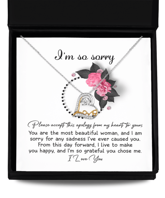 Apology Gift for Girlfriend, Wife, Soulmate - Sorry, Make You Happy - Love Dancing Heart Pendant Necklace - Mallard Moon Gift Shop