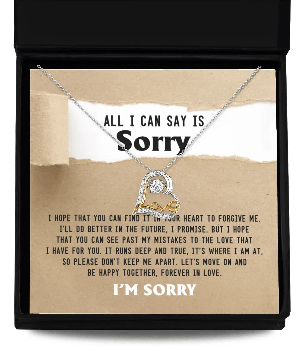 Apology Gift for Girlfriend, Wife, Soulmate - Sorry, Don't Keep Me Apart - Love Dancing Heart Pendant Necklace