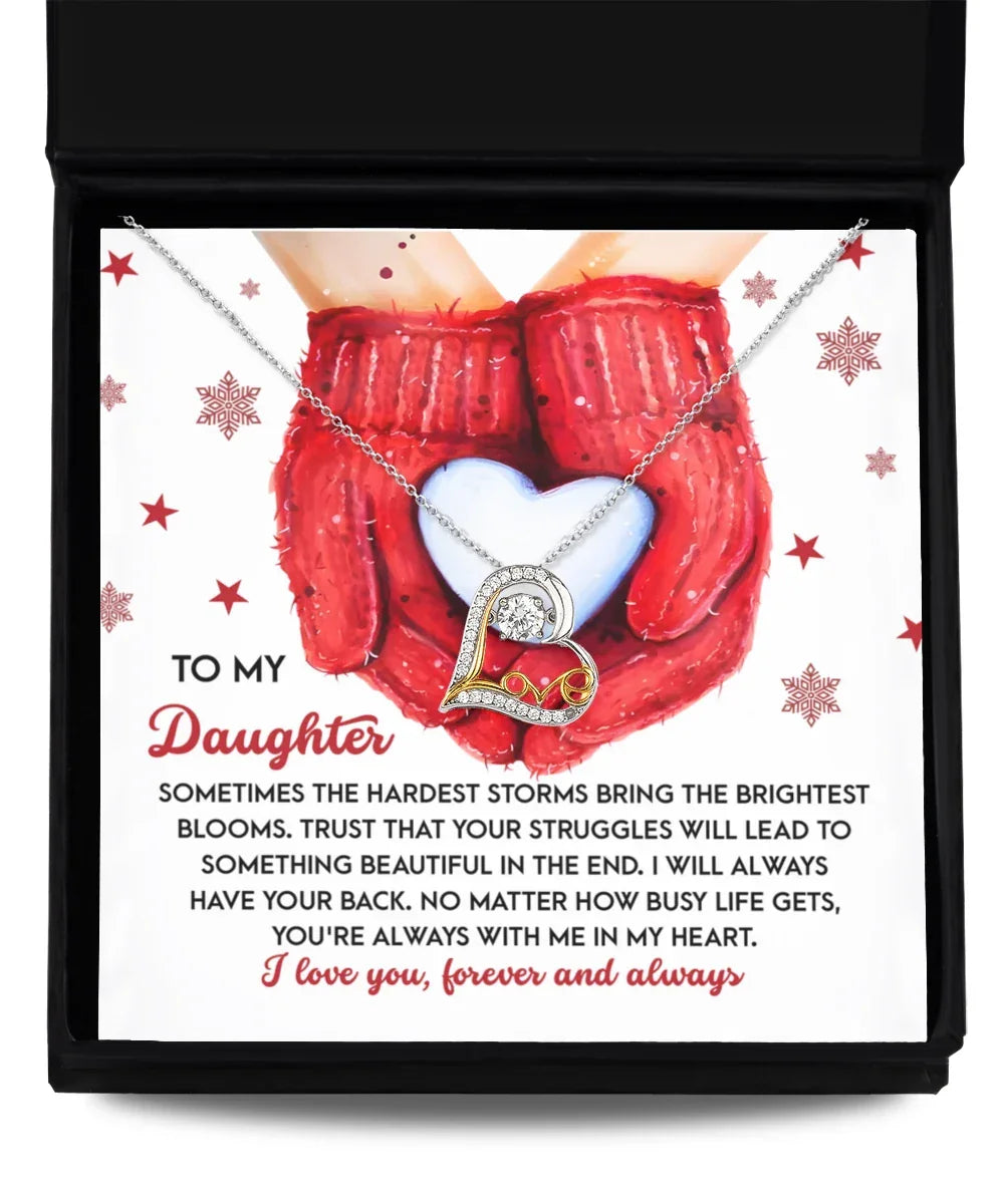 Daughter Christmas Present - In My Heart - Love Dancing Heart Pendant Necklace