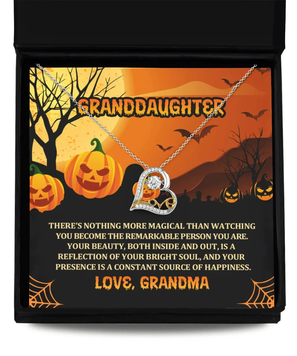 Granddaughter Halloween Gift - Nothing More Magical - Love Dancing Heart Necklace