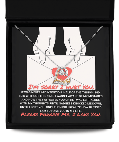 Apology Gift for Girlfriend, Wife, Soulmate - Sorry, Without Thinking - Love Dancing Heart Pendant Necklace - Mallard Moon Gift Shop