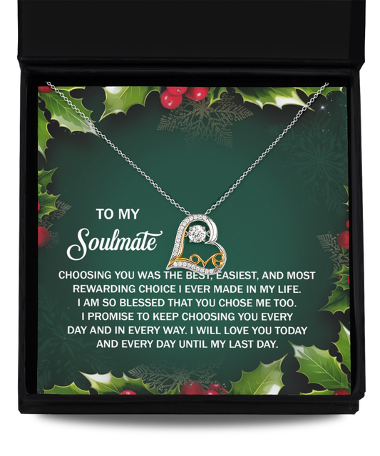 Gift for Soulmate, Girlfriend, Wife - Choose Me Too - Love Dancing Heart Pendant Necklace - Mallard Moon Gift Shop