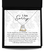 Apology Gift for Girlfriend, Wife, Soulmate - Sorry, Forever Love You - Love Dancing Heart Pendant Necklace