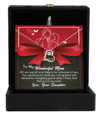 To My Wonderful Mom All I Am is Because of You Love Your Daughter Heart Pendant Necklace
