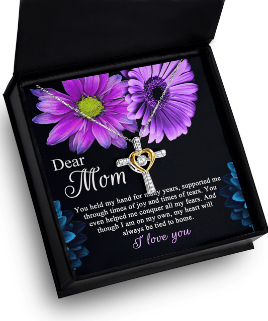 Dear Mom You Held My Hand Through the Years Cross Pendant Necklace - Mallard Moon Gift Shop
