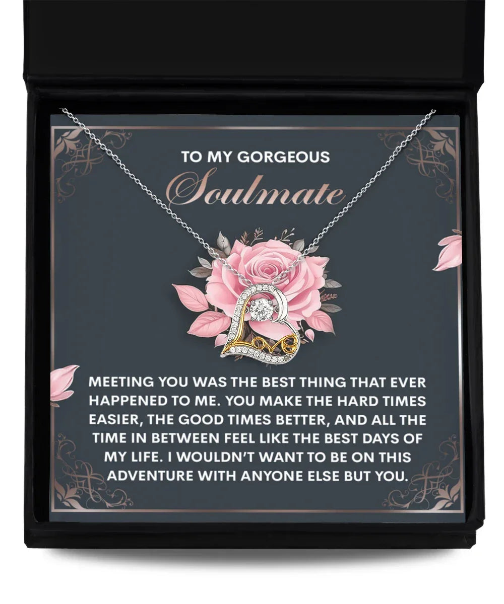 To My Gorgeous Soulmate - Love Dancing Heart Necklace – A Romantic Valentine’s Gift to Celebrate Your Beautiful Journey Together