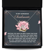 To My Gorgeous Soulmate - Love Dancing Heart Necklace – A Romantic Valentine’s Gift to Celebrate Your Beautiful Journey Together