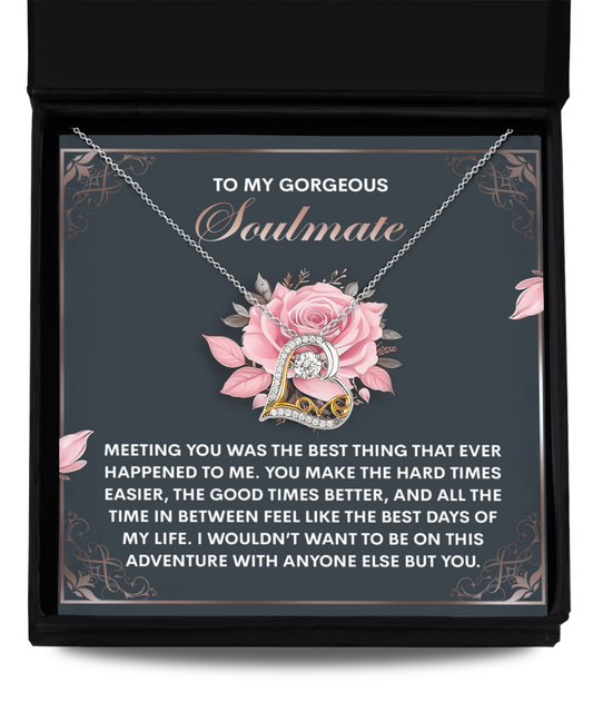 To My Gorgeous Soulmate - Love Dancing Heart Necklace – A Romantic Valentine’s Gift to Celebrate Your Beautiful Journey Together - Mallard Moon Gift Shop