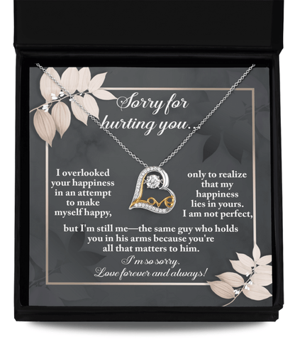 Apology Gift for Girlfriend, Wife, Soulmate - Sorry, Lies In Yours - Love Heart Pendant Necklace - Mallard Moon Gift Shop