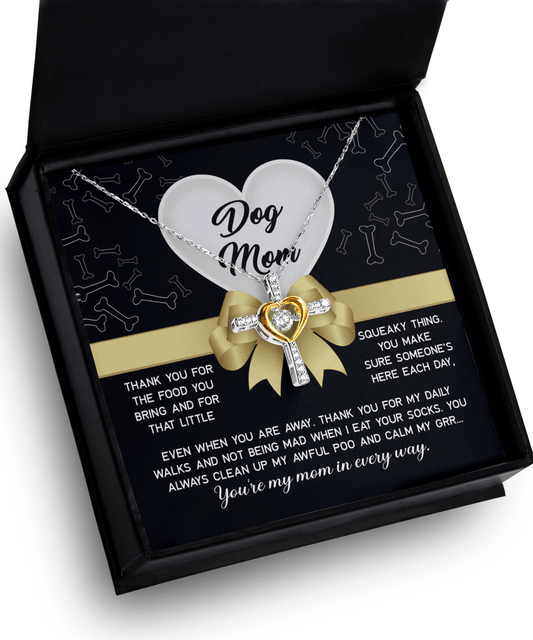 Dear Dog Mom Thank You For That Squeaky Thing Cross Pendant Necklace - Mallard Moon Gift Shop
