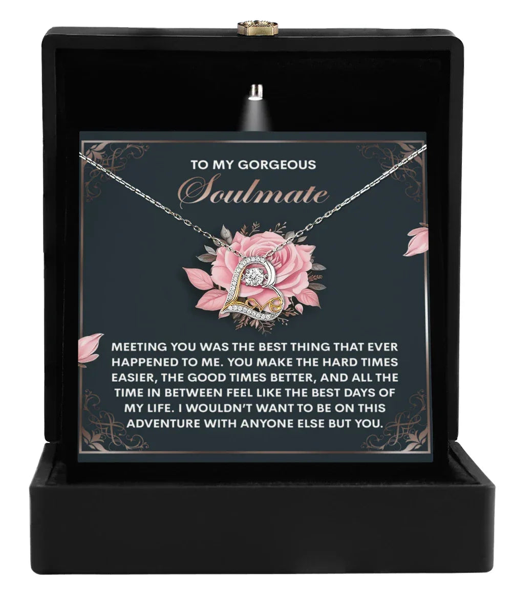 To My Gorgeous Soulmate - Love Dancing Heart Necklace – A Romantic Valentine’s Gift to Celebrate Your Beautiful Journey Together