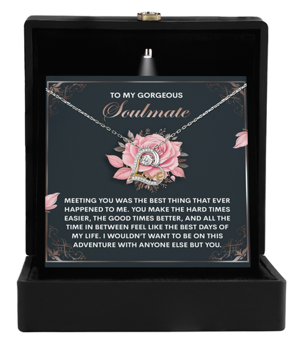 To My Gorgeous Soulmate - Love Dancing Heart Necklace – A Romantic Valentine’s Gift to Celebrate Your Beautiful Journey Together - Mallard Moon Gift Shop