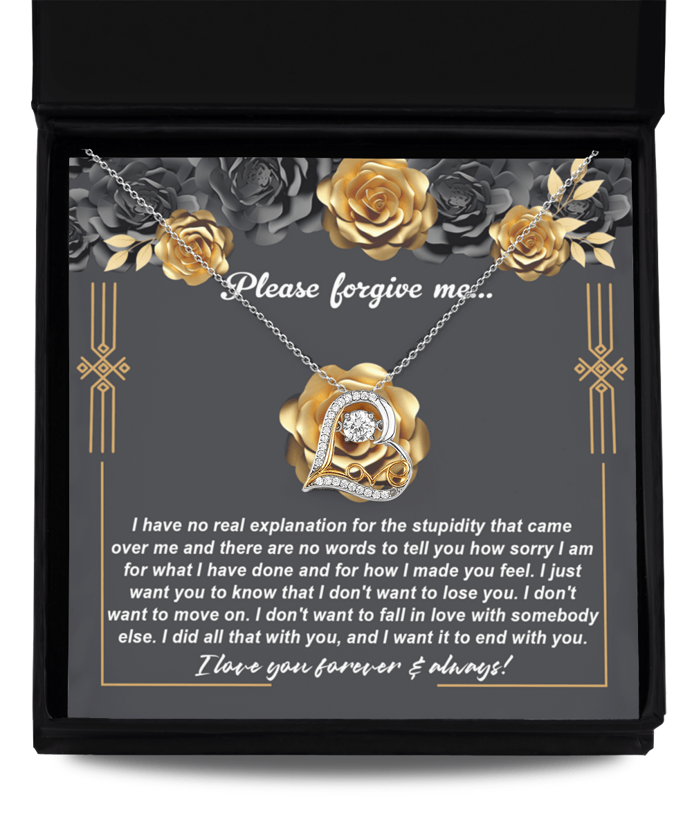 Apology Gift for Girlfriend, Wife, Soulmate - Sorry, End With You - Love Heart Pendant Necklace - Mallard Moon Gift Shop