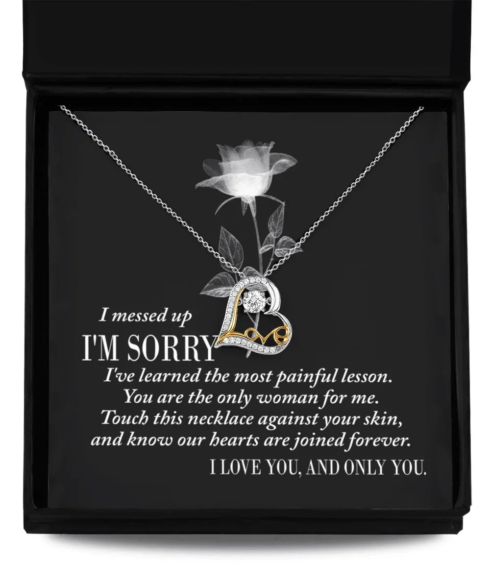 Apology Gift for Girlfriend, Wife, Soulmate - Sorry, Painful Lesson - Love Dancing Heart Pendant Necklace