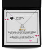 Apology Gift for Girlfriend, Wife, Soulmate - Sorry, I Care For You - Love Heart Pendant Necklace