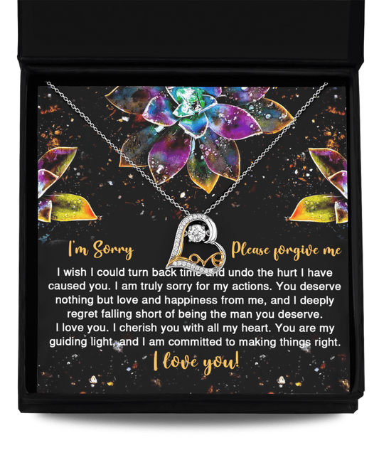 Apology Gift for Girlfriend, Wife, Soulmate - Sorry, All My Heart - Love Dancing Heart Pendant Necklace - Mallard Moon Gift Shop
