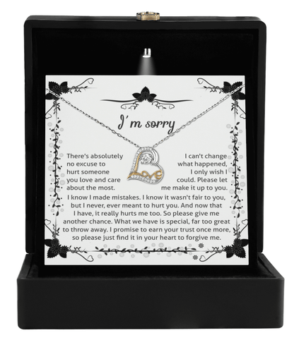 Apology Gift - I'm Sorry, No Excuse, Another Chance - Love Dancing Heart Pendant Necklace - Mallard Moon Gift Shop