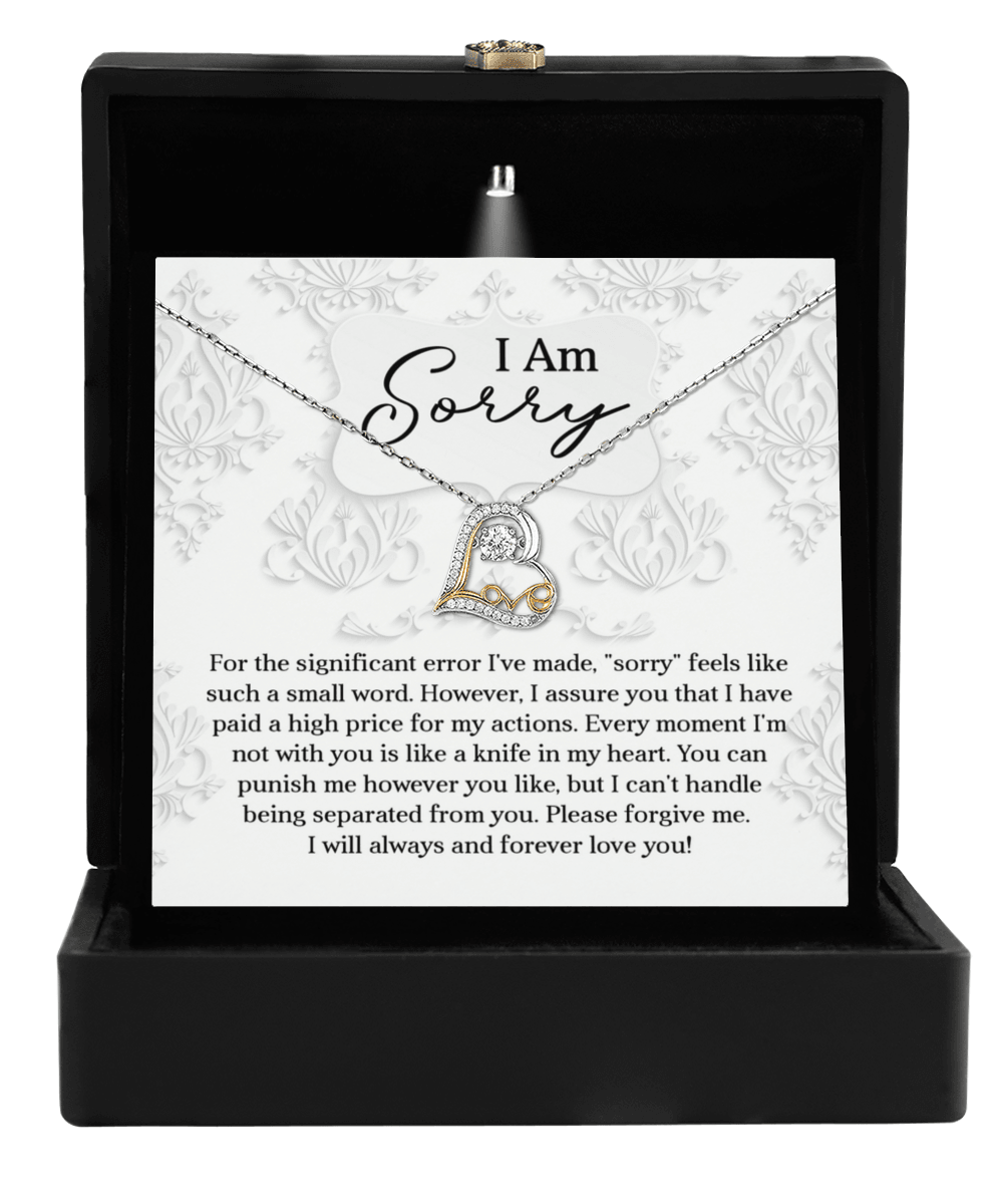 Apology Gift for Girlfriend, Wife, Soulmate - Sorry, Forever Love You - Love Dancing Heart Pendant Necklace - Mallard Moon Gift Shop