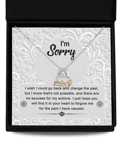 Apology Gift for Girlfriend, Wife, Soulmate - Sorry, Change The Past - Love Dancing Heart Pendant Necklace - Mallard Moon Gift Shop