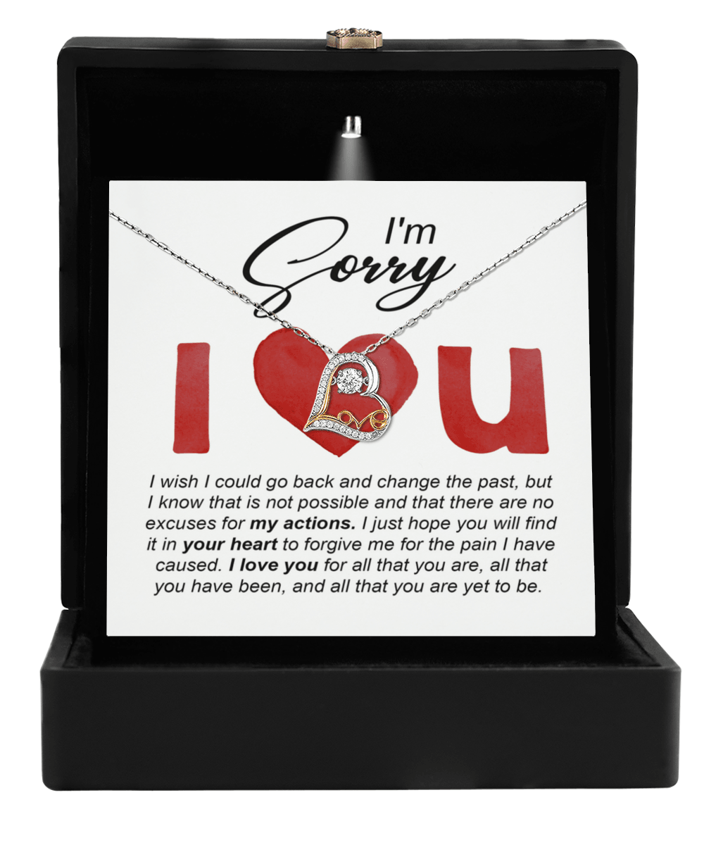 Gift for Girlfriend, Wife - Sorry, Change The Past - Love Dancing Heart Pendant Necklace - Mallard Moon Gift Shop