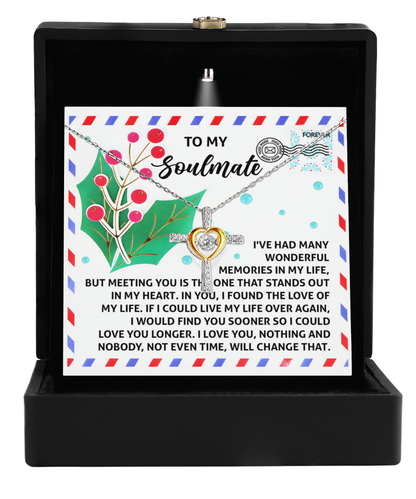 Soulmate, Wife, Girlfriend Romantic Gift - Love You Longer - Dancing Cross Pendant Necklace - Mallard Moon Gift Shop