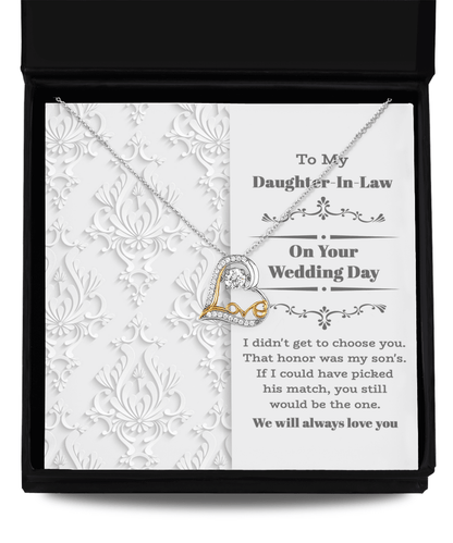 Daughter-in-law - On Your Wedding Day - Love Heart Pendant Necklace Gift for Bride Daughter in Law Jewelry - Mallard Moon Gift Shop