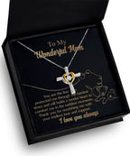 To My Wonderful Mom You Are The Lion that Protected, Supported and Nourished Me Cross Pendant Necklace