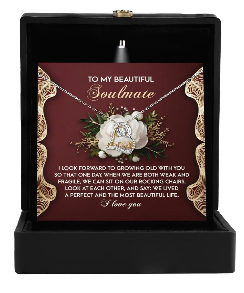 To My Beautiful Soulmate - Love Dancing Heart Necklace – A Romantic Gift Celebrating a Lifetime of Love