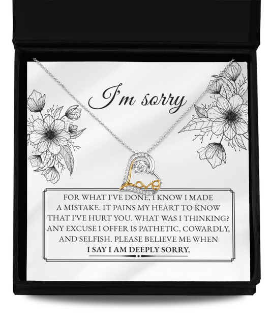 Apology Gift for Girlfriend, Wife, Soulmate - Sorry, Made A Mistake - Love Dancing Heart Pendant Necklace - Mallard Moon Gift Shop