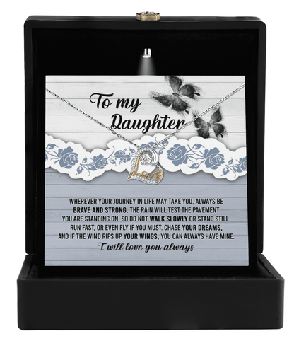 Daughter Wedding Day, Graduation, Birthday Gift - Chase Your Dreams Always Have My Wings - Love Dancing Heart Pendant Necklace - Mallard Moon Gift Shop