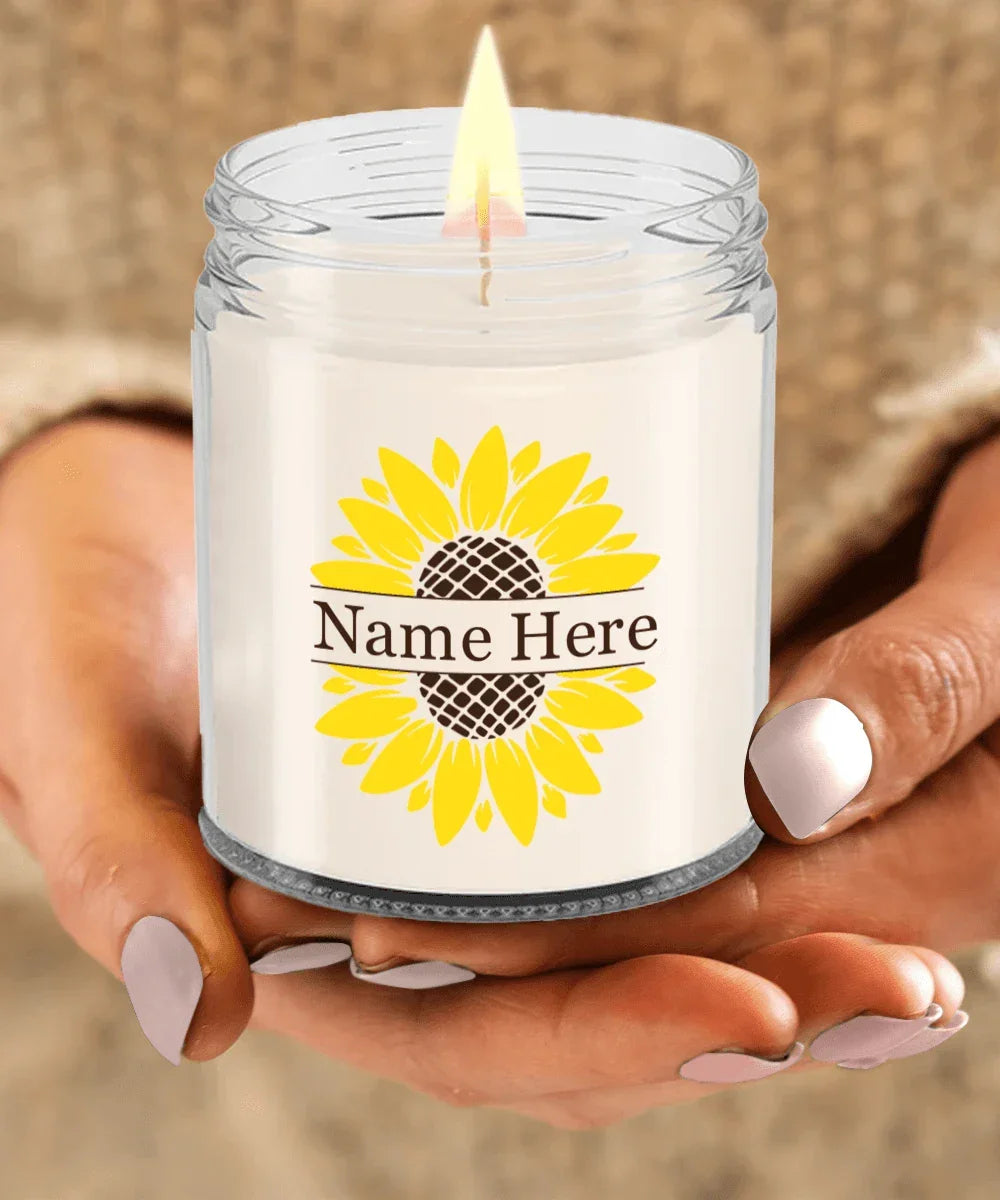 Sunflower Monogram Soy Scented Container Jar Candle