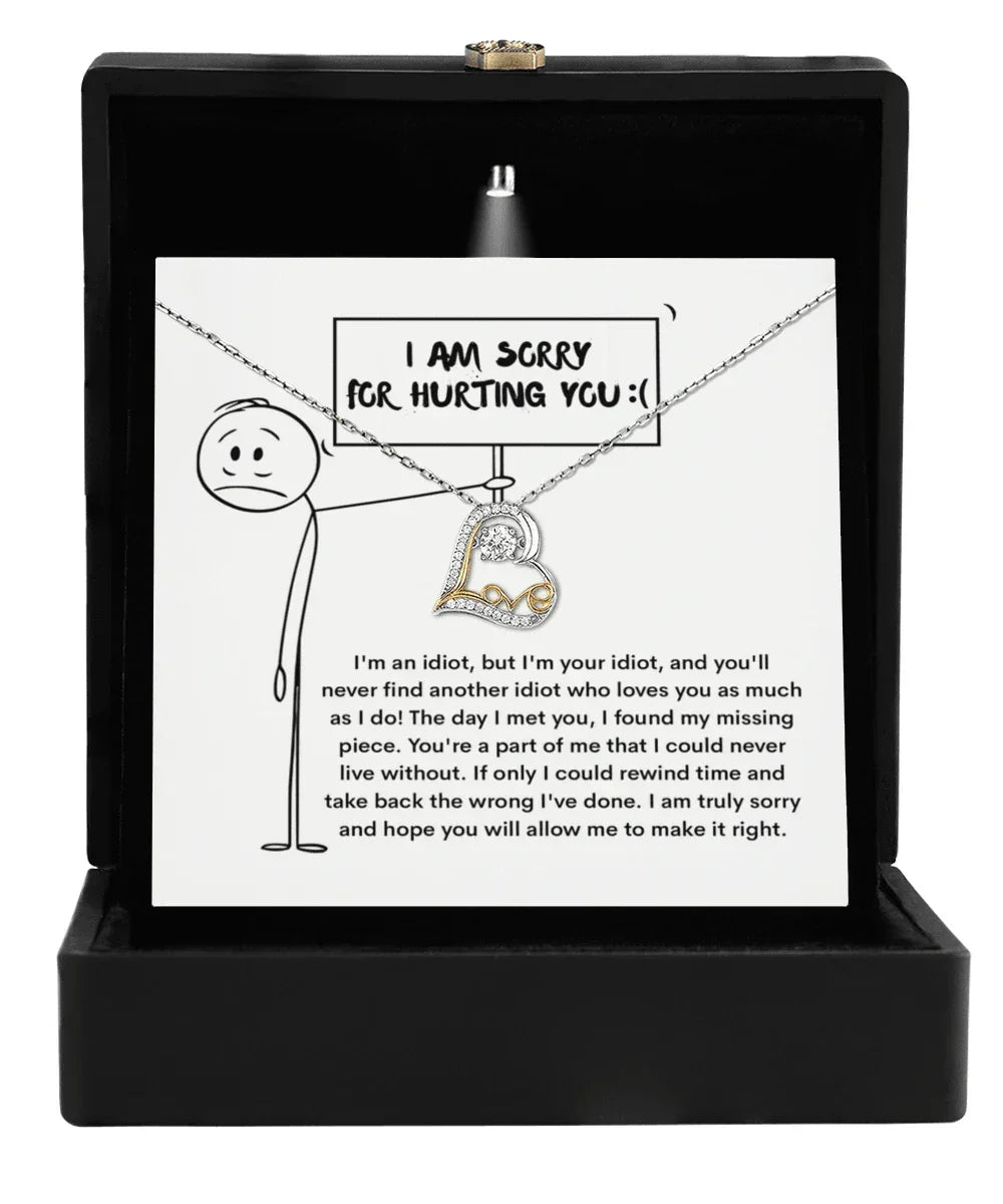 Apology Gift for Girlfriend, Wife, Soulmate - Sorry, Missing Piece - Love Dancing Heart Pendant Necklace