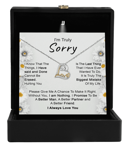 Apology Gift for Girlfriend, Wife, Soulmate - I’m Truly Sorry - Love Dancing Heart Pendant Necklace - Mallard Moon Gift Shop
