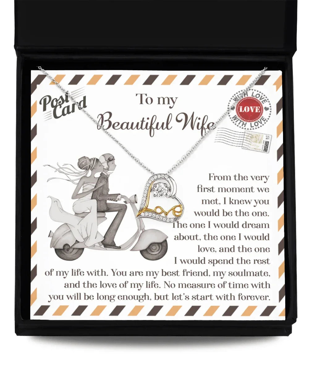 Wife Wedding Gift I Knew You Would Be The One Love Dancing Heart Pendant Necklace Bride Gift from Groom
