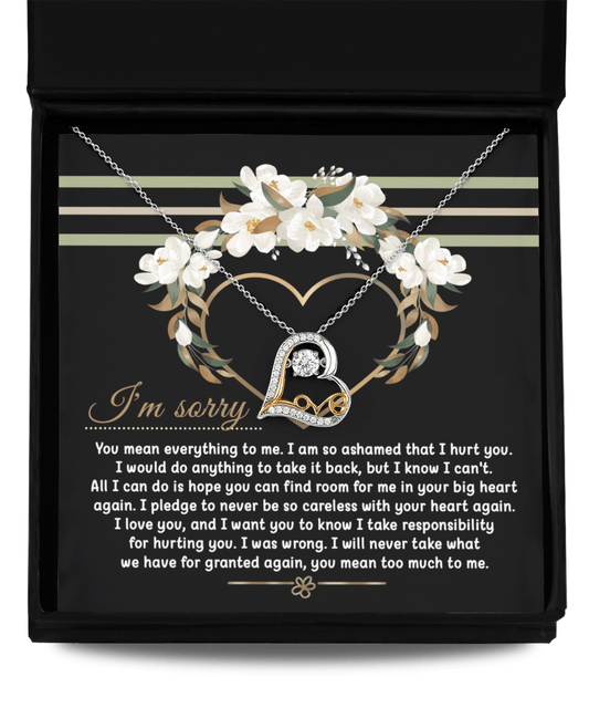 Apology Gift for Girlfriend, Wife, Soulmate - Sorry, Big Heart - Love Dancing Heart Pendant Necklace - Mallard Moon Gift Shop