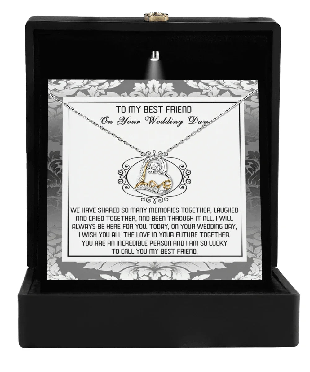 Best Friend Wedding Day Gift - An Incredible Person - Love Dancing Heart Pendant Necklace