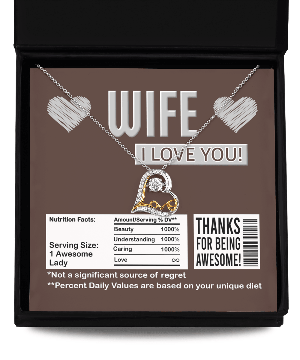 Wife Funny Nutrition Facts Love Heart Pendant Necklace Wedding Anniversary Birthday Valentine Gift From Husband - Mallard Moon Gift Shop