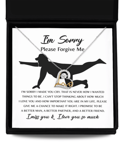 Apology Gift for Girlfriend, Wife, Soulmate - Sorry, Things To Be - Love Dancing Heart Pendant Necklace - Mallard Moon Gift Shop