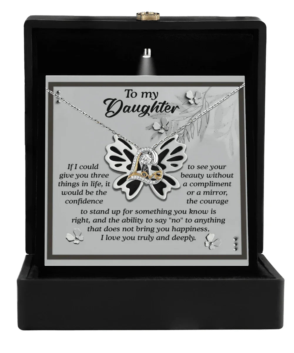 Daughter Birthday, Graduation, Christmas Inspirational Gift - See Your Beauty - Love Dancing Heart Pendant Necklace