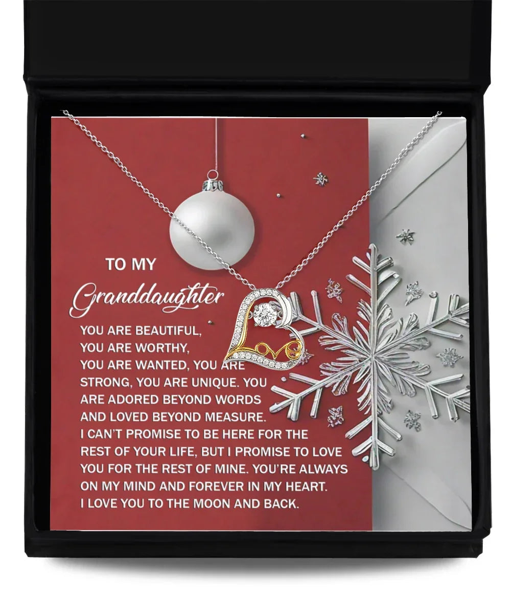 Granddaughter Gift - Moon And Back - Love Dancing Heart Pendant Necklace