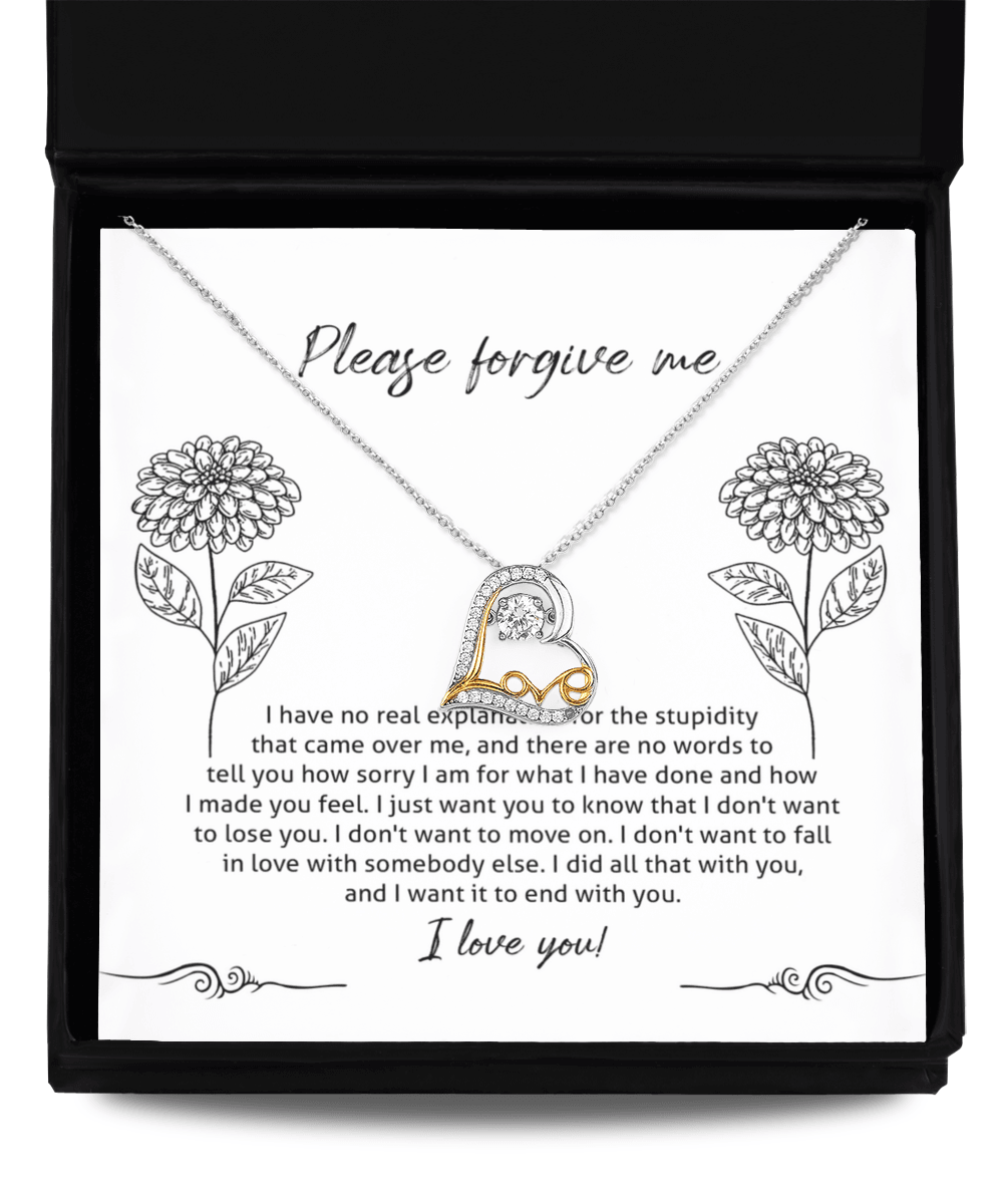 Apology Gift for Girlfriend, Wife, Soulmate - Sorry, Real Explanation - Love Dancing Heart Pendant Necklace - Mallard Moon Gift Shop