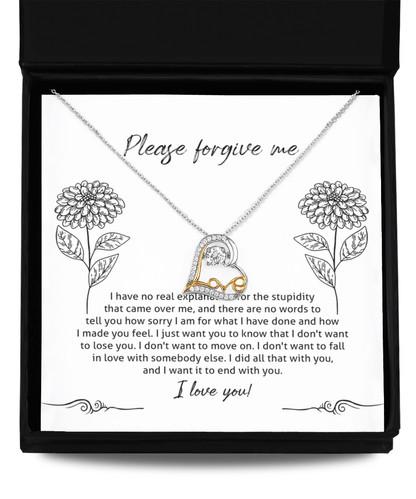 Apology Gift for Girlfriend, Wife, Soulmate - Sorry, Real Explanation - Love Dancing Heart Pendant Necklace - Mallard Moon Gift Shop