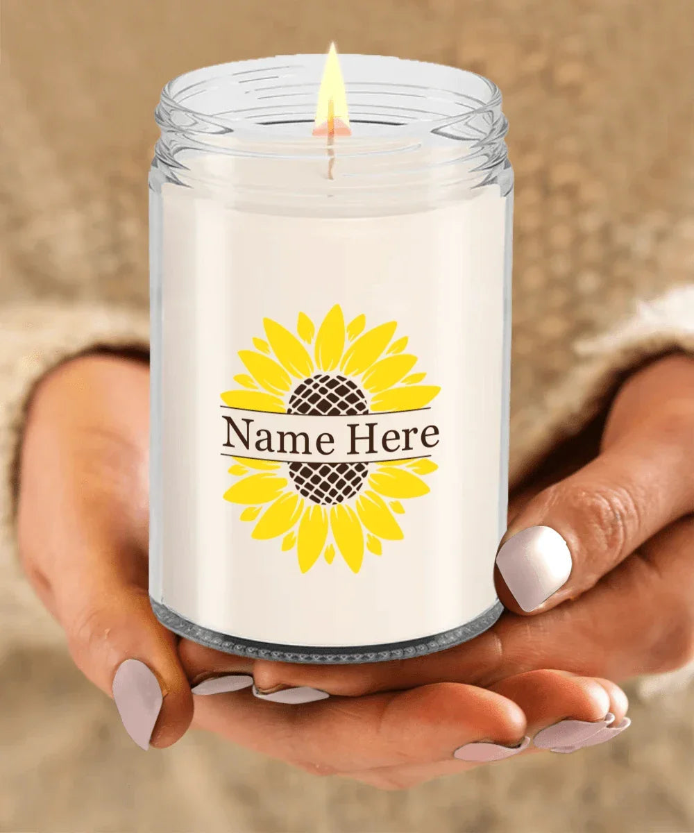 Sunflower Monogram Soy Scented Container Jar Candle