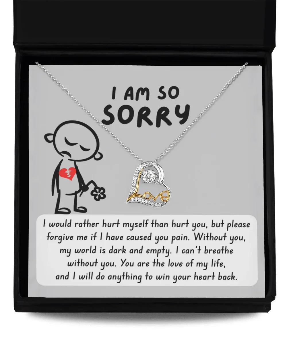 Apology Gift for Girlfriend, Wife, Soulmate - Sorry, Dark And Empty - Love Dancing Heart Pendant Necklace