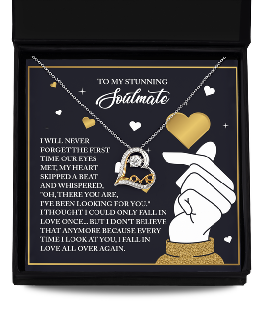 To My Stunning Soulmate - Love Dancing Heart Necklace – A Romantic Valentine’s Day Gift That Celebrates Falling in Love Again and Again - Mallard Moon Gift Shop